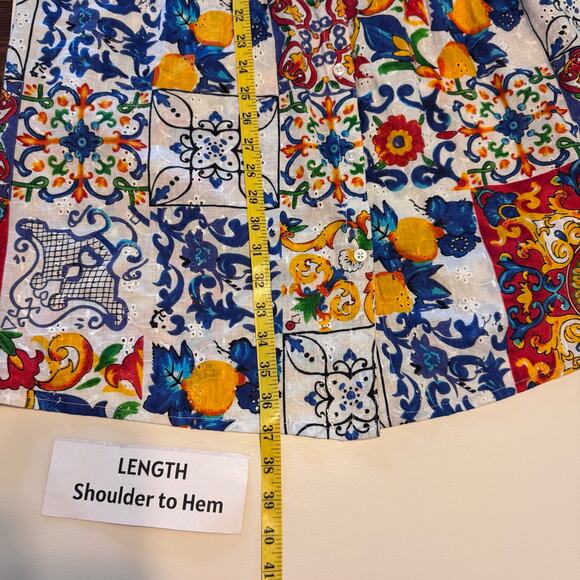 Colori di Mare Colorful Eyelet Tunic Caftan Dress Boho Artwear Resort Retro sz S - Picture 7 of 10